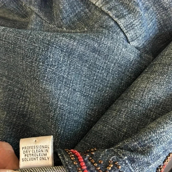 Chico’s beaded jean jacket size 2 in medium blue wash - Picture 4 of 4